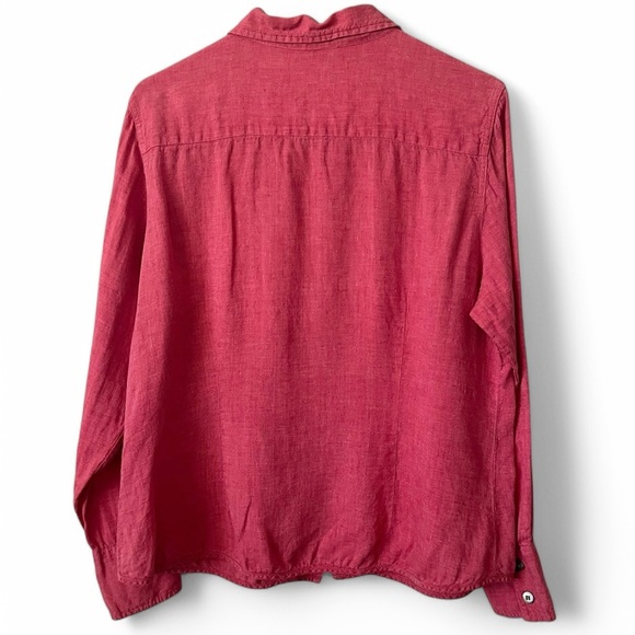 J. Jill 100% Linen Collared Button Down Top Size Large Long Sleeve Lightweight - Picture 7 of 12